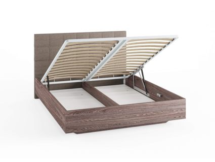 Кровать Сонум Luiza Ясень Анкор + Рогожка Песочная (с подъемным механизмом) 180х200